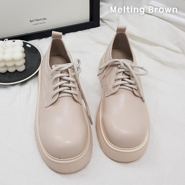 女性 デイリー ラウンドトゥ 太ヒール ローファー 2color