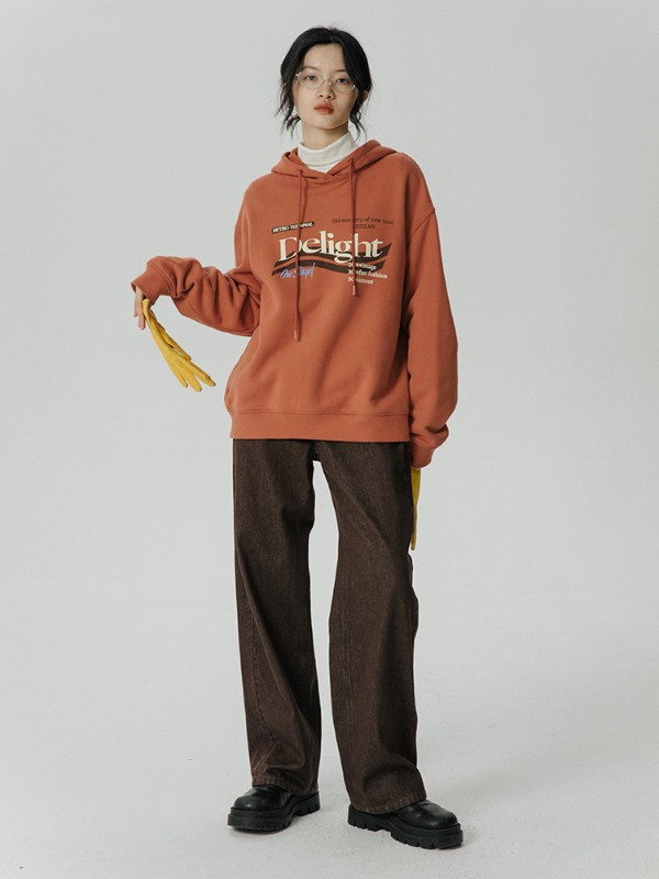 オーモント エッグタルト レタープリント フード付き スウェットシャツ レディース 2023年秋冬新作 ゆったり アメリカンレトロ スウェットシャツ