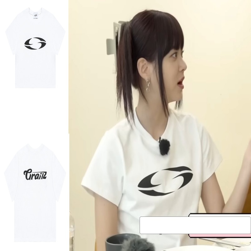 [LE SSERAFIM ホンウンチェ着用] OVAL LOGO CROP T-SHIRTS 2 Colors