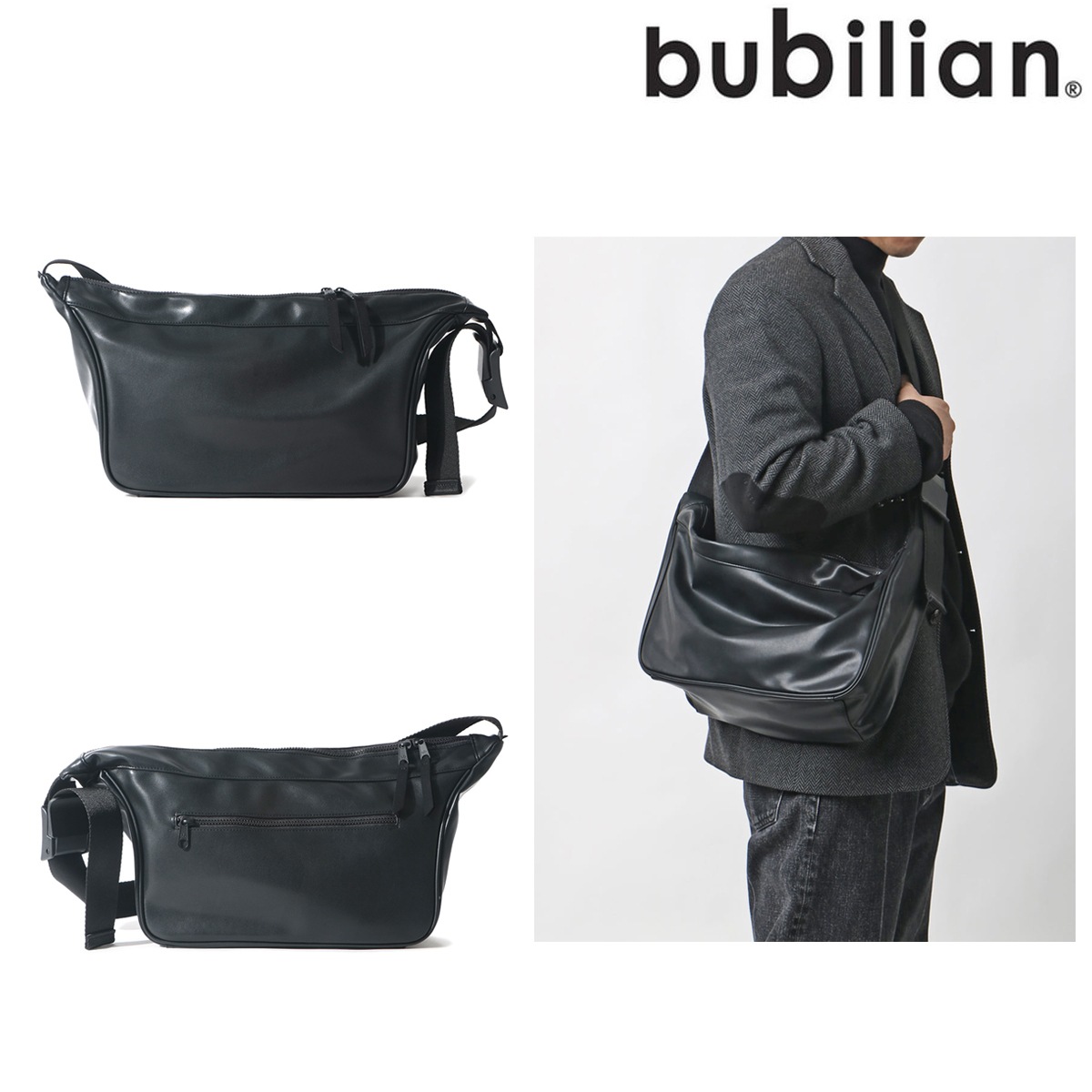 Aaron Cross Bag [Mini] [Black] 韓国 男女共用 外出用 デート 贈り物 韓流 中学生 高校生 新学期 デイリー カジュアル 人気