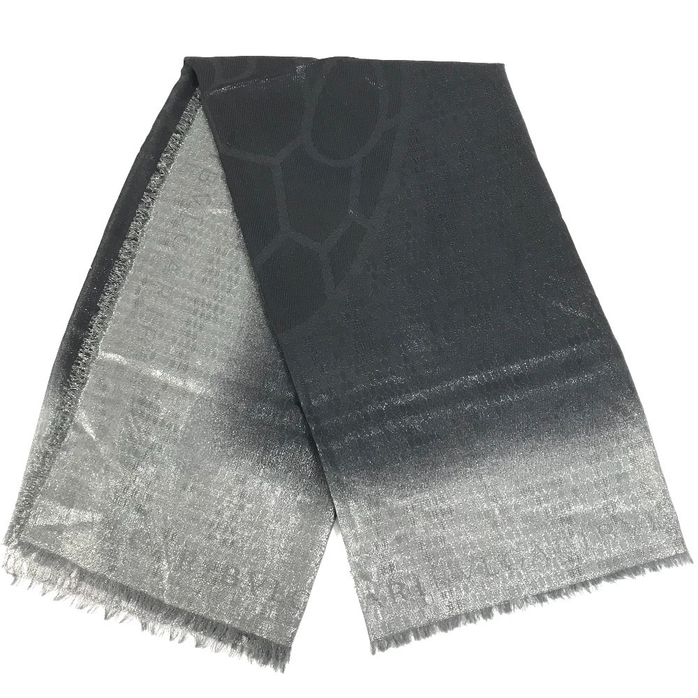 ショール ラメ 大判 ストール フリンジ ウール グレー系