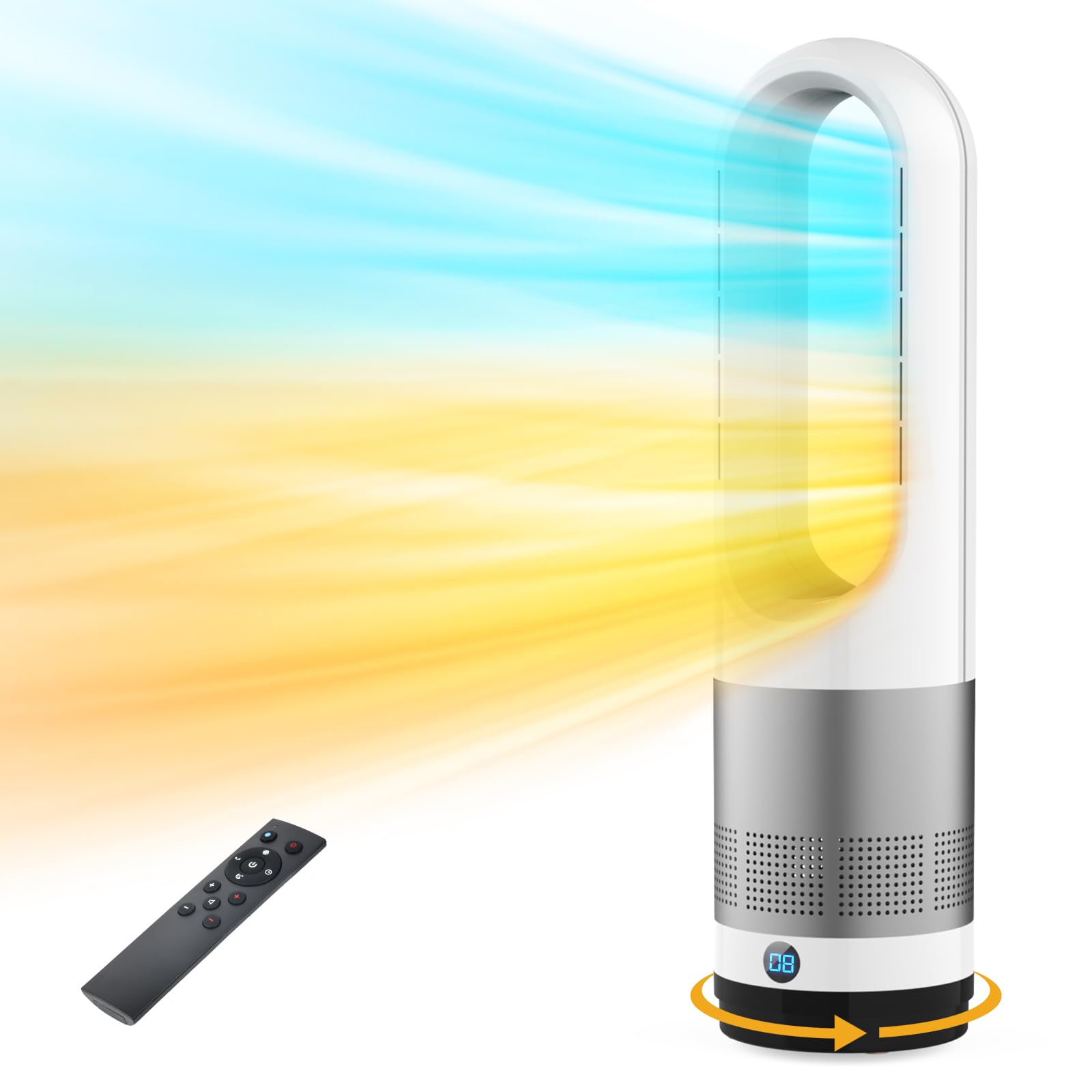 セラミックヒーター 【羽なし＆冷暖房両方に対応】 電気ファンヒーター 暖房器具 省エネ 電気ストーブ 送風40W/温風1200W 暖房 2秒速暖 3段暖風/8段冷風 9Hタイマー機能 100自動首振り