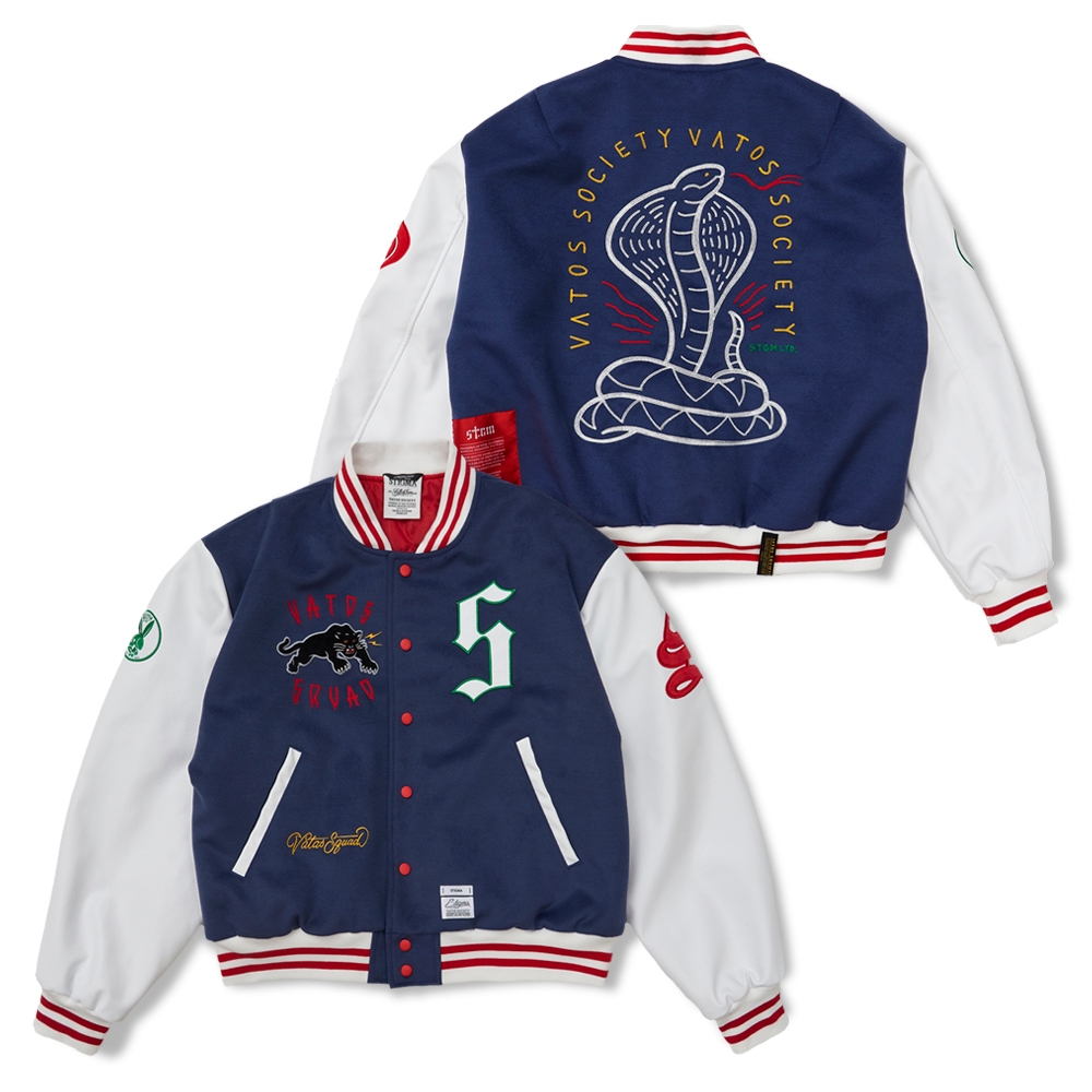 Classic Oversized Varsity Jacket Navy