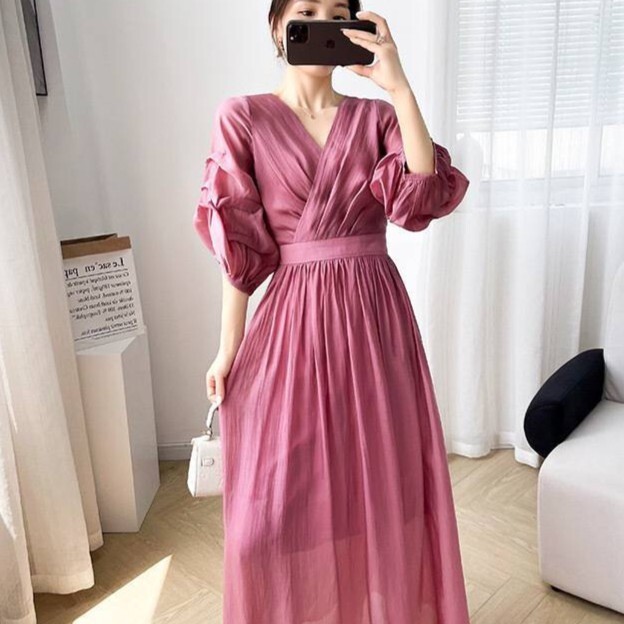 レディース ワンピース ドレス Vネック フレア ウエストマーク かわいい 大人可愛い きれいめ シンプル 上品 おしゃれ かっこいい こなれ感 ガーリー 個性的 クール モード系 エレガント モダン