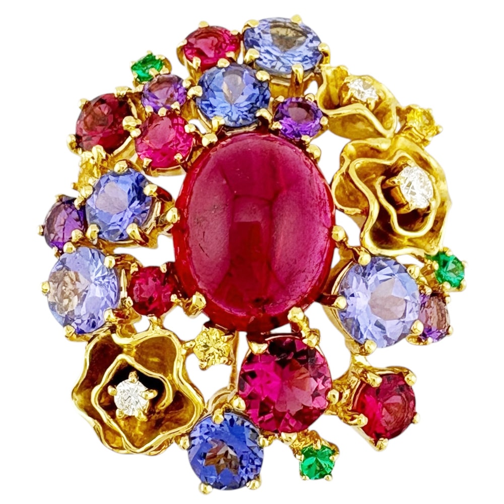 タサキ ブローチ 18金 K18イエローゴールド ピンクトルマリン TASAKI 中古 美品