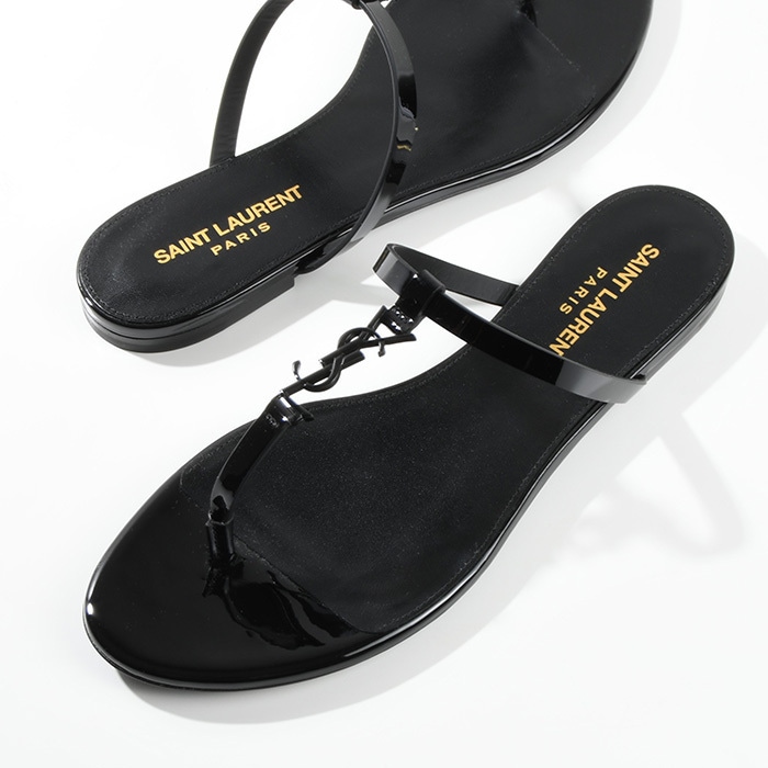 YSL サンダル トングサンダル カサンドラ スライド パテントレザー 7760811TVVV レディース 春夏 ブラック 黒 ギフト おすすめ