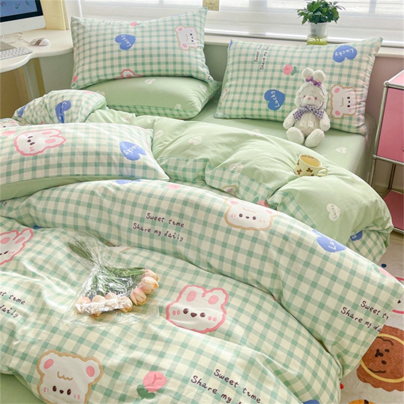 コットン スモール クリア 4点セット 家庭用純綿 ベッドシーツ 掛け布団カバー ベッドシーツ 3点セット 133x72 肌に優しい 4点セット