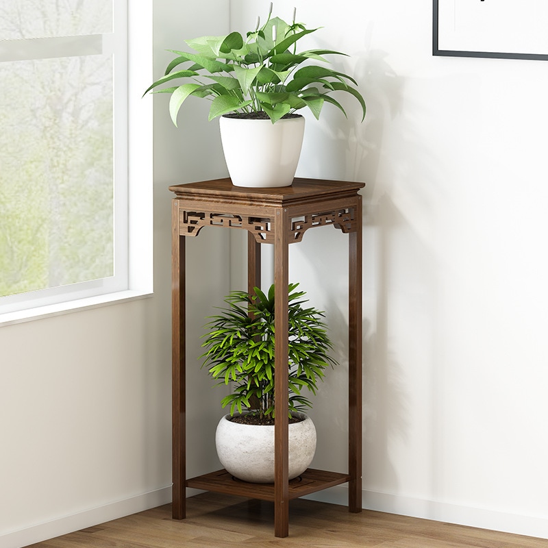 フラワースタンド 2段 アンティーク調 彫刻 装飾 観葉植物 多肉植物 台座 スタンド 屋外 室内 花台 プランタースタンド 防水 ガーデニング