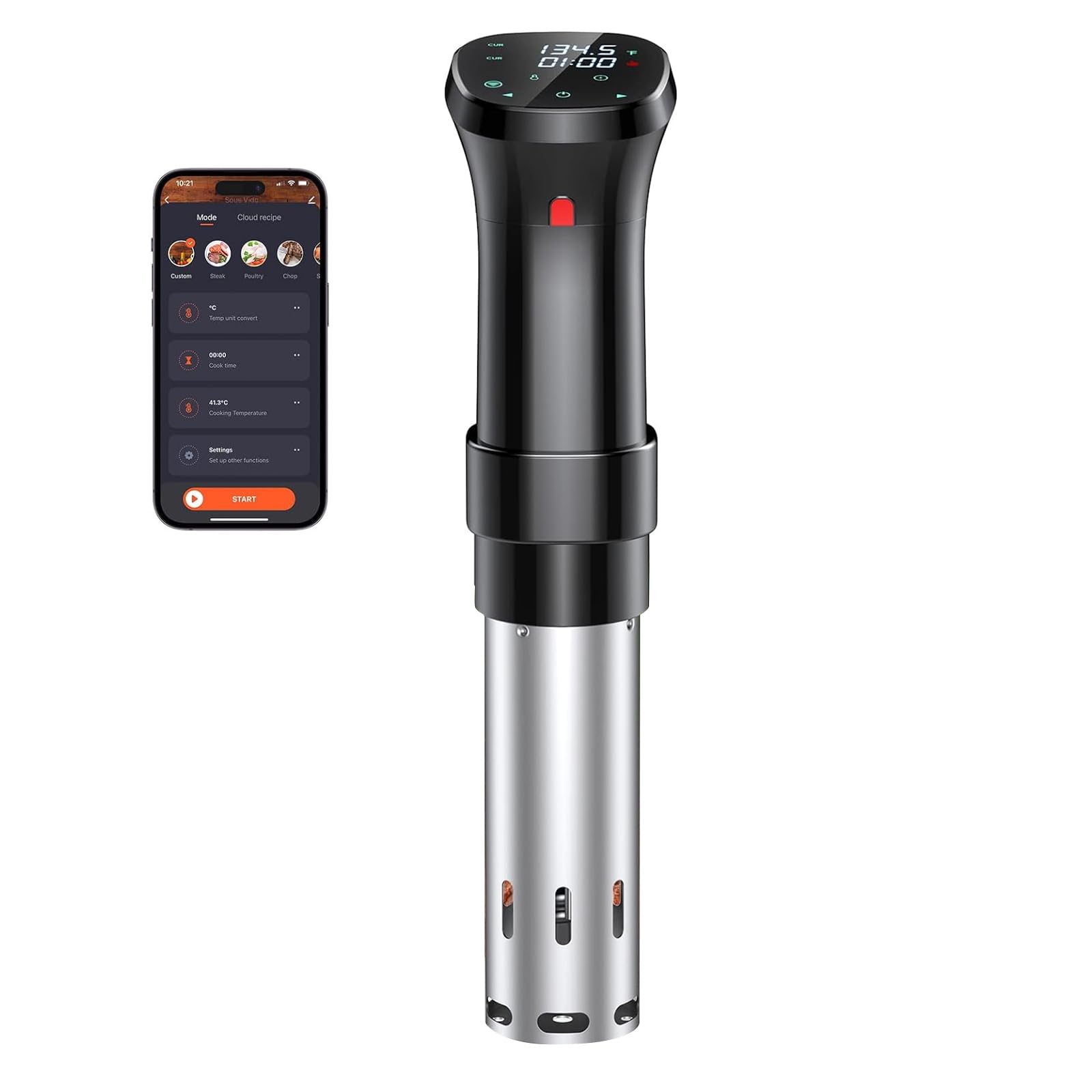 低温調理器 APP遠隔操作 1100Wハイパワー 低温調理器具 真空調理器 スロークッカー レシピ付き 低温調理 IPX7防水 タッチパネル クリップ式 低温調理機 低音調理器 タイマー 温度設定 五