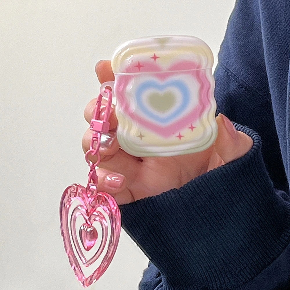 イヤホンケースairpodsため3プロ2かわいいグラデーションハートカラフルな波状フレーム保護のため 12,322円