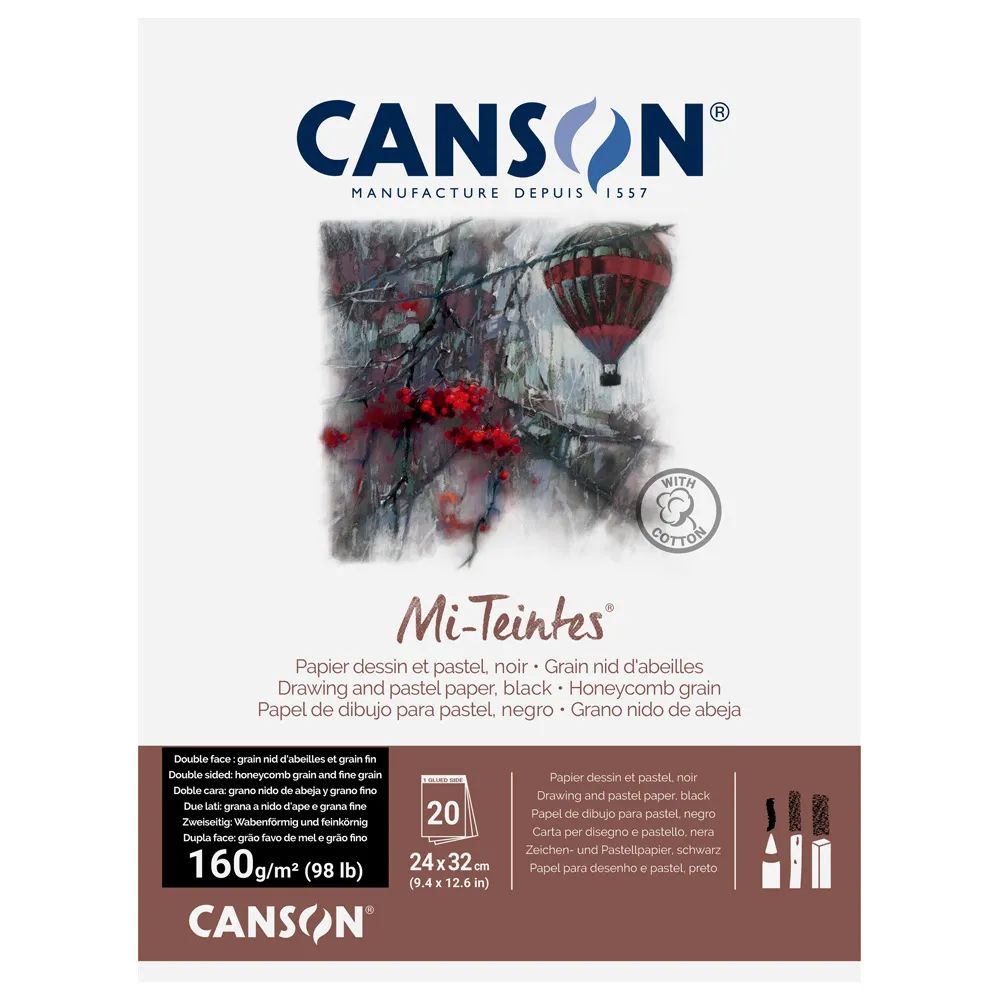 （まとめ買い）色画用紙 キャンソン ミタント パッド 24x32cm F4サイズ ブラック 20枚 C31036P001 [x3]