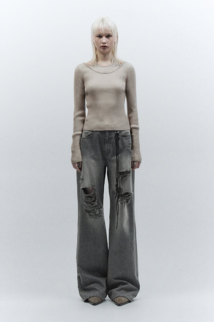 【INSILENCE】 HATER LAYERING KNITWEAR : BEIGE