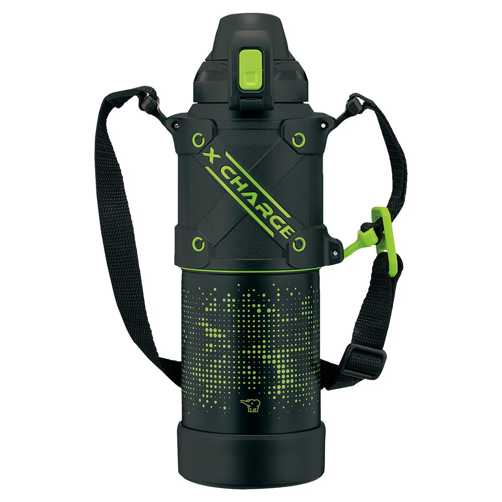 【全国送料無料】 象印マホービン(ZOJIRUSHI) 水筒 シームレスせん スポーツタイプ 大容量 1.0L 直飲み ステンレスクールボトル ライムブラック せんとパッキン一体化 お手入れ簡単 洗う
