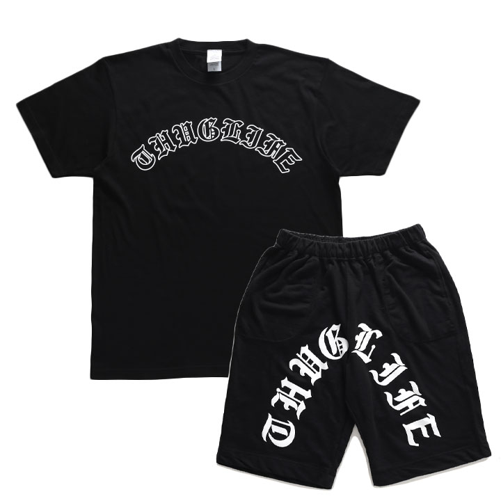 ACE FLAG 上下セット 半袖 ブランド Tシャツ ハーフパンツ メンズ 春夏用 黒 大きいサイズ エースフラッグ セットアップ 裏パイル かっこいい シンプル