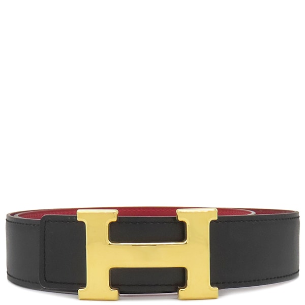 エルメス HERMES ベルト コンスタンスH ＃75 ボックスカーフ ブラック×レッド #75 ゴールド金具 リバーシブル Hバックル 黒 赤 A刻印【中古】