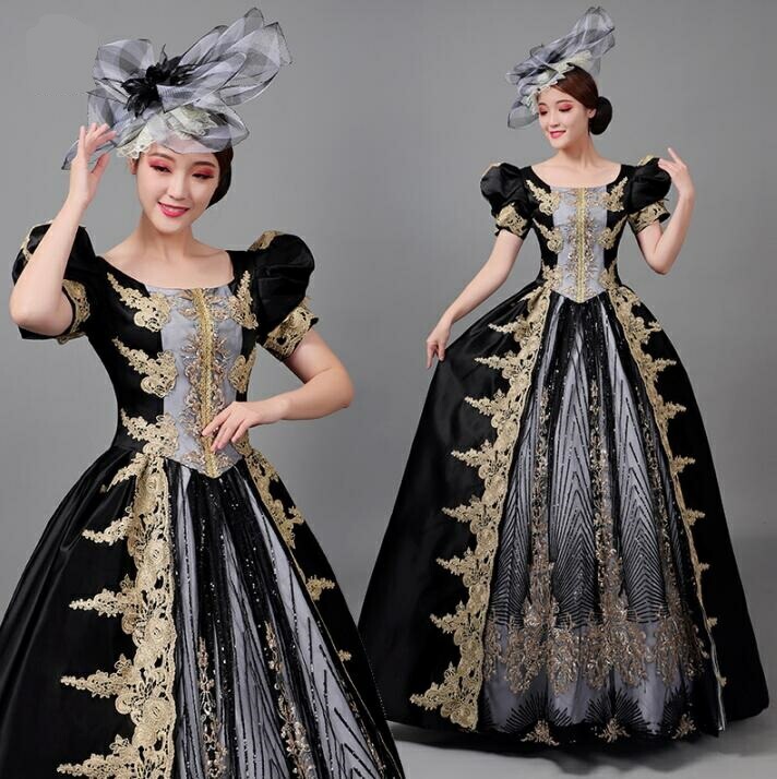 新品大人気中世貴族風 半袖 舞踏会 ステージ 舞台 演出服 ジュリエット 文化祭 ハロウィン 演劇 オペラ声楽 撮影 ワンピース貴婦人 王族服 司会 演奏会 プリンセスライン学園祭 パーティードレス