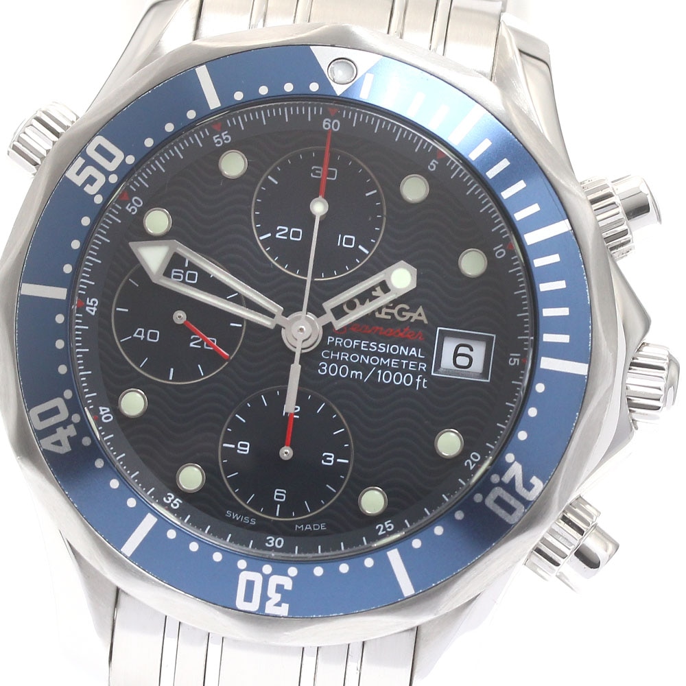オメガ OMEGA 2225.80 シーマスター300 クロノグラフ デイト 自動巻き メンズ 美品 _877416【中古】