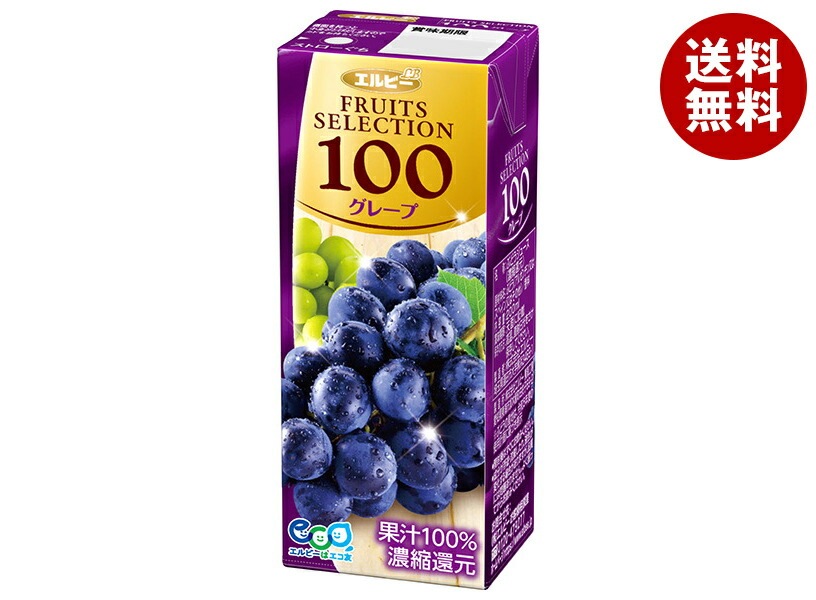エルビー フルーツセレクション グレープ100% 200ml紙パック＊24本入＊(2ケース)
