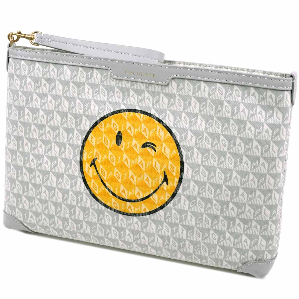 アニヤハインドマーチ バッグ クラッチバッグ レディース ライトグレー系 I am a Plastic Bag Pochette Wink Frost AnyaHindmarch 5050925181