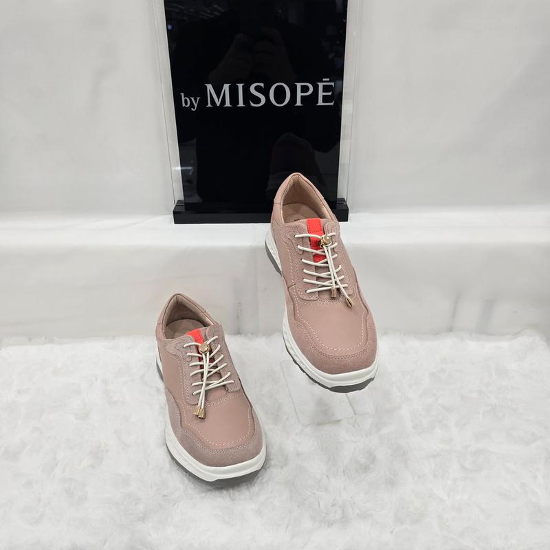 By 女性スポーティ牛革スニーカー 112HT430DF010 PINK 2 JJ