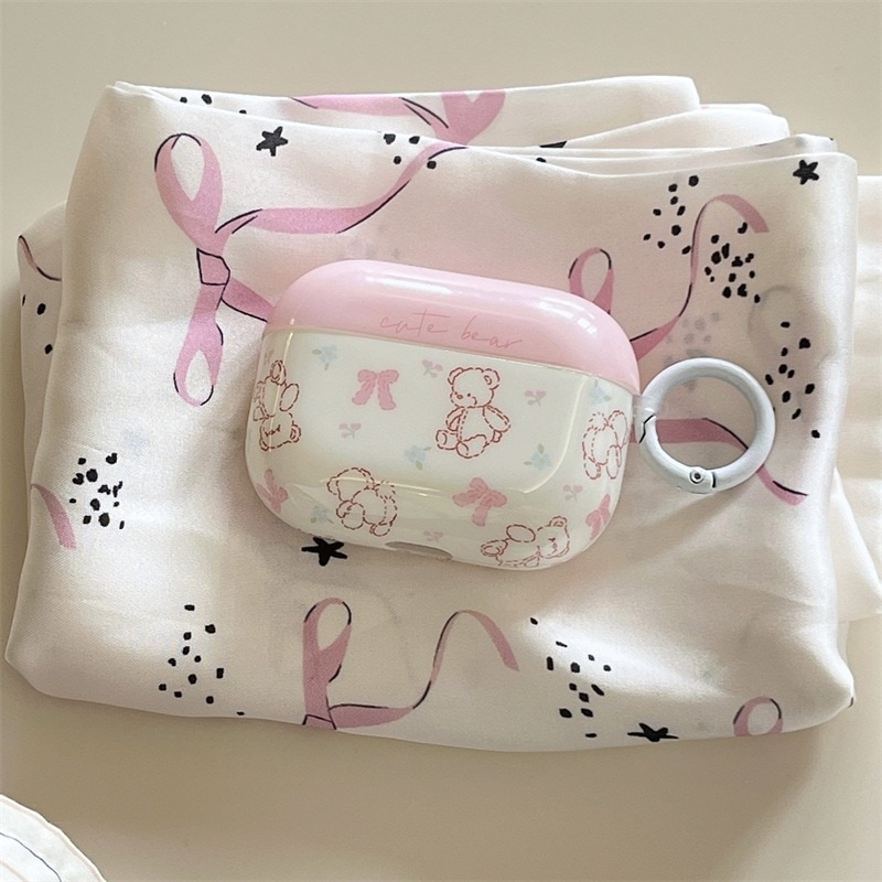 ピンクのボウベア Apple Airpods 保護ケース Airpodspro ヘッドフォンに適した新しいワイヤレス