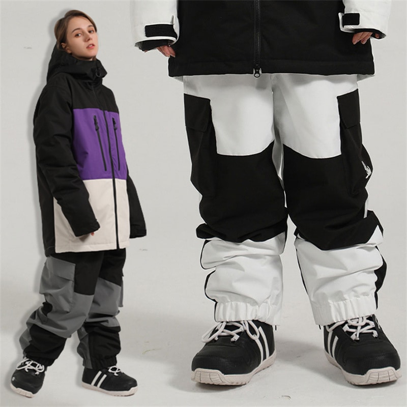 スノーボード ウェア パンツ 単品 切り替え メンズ レディース スノーウェア スキーウェア スノボ 配色 防風防水防雪防寒保温通気 耐摩擦 韓国