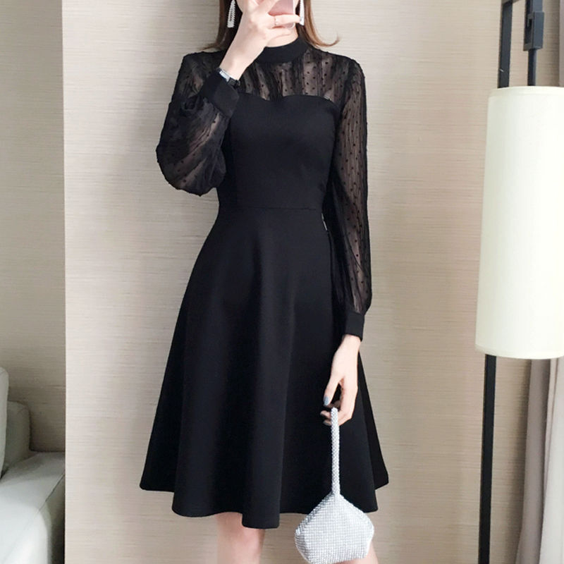 フレアワンピース ブラック ワンピース スリム 細身 ストレート スマート かわいい きれいめ