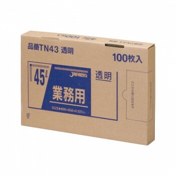 ジャパックス BOXシリーズポリ袋45L 透明 100枚x6箱 TN43