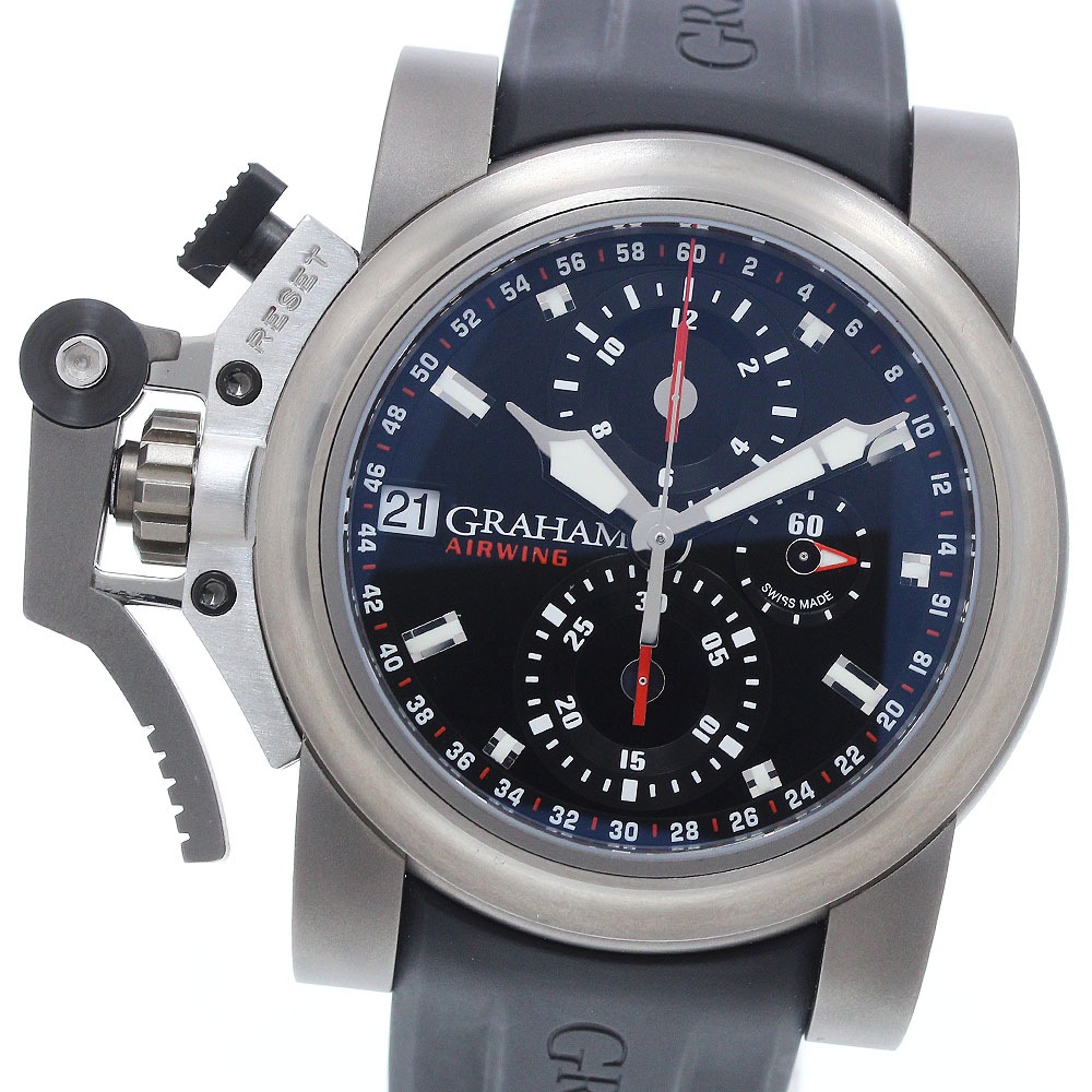 グラハム GRAHAM 2OVKT.B45A クロノファイター オーバーサイズ クロノグラフ 自動巻き メンズ 美品 箱・保証書付き_933557【中古】
