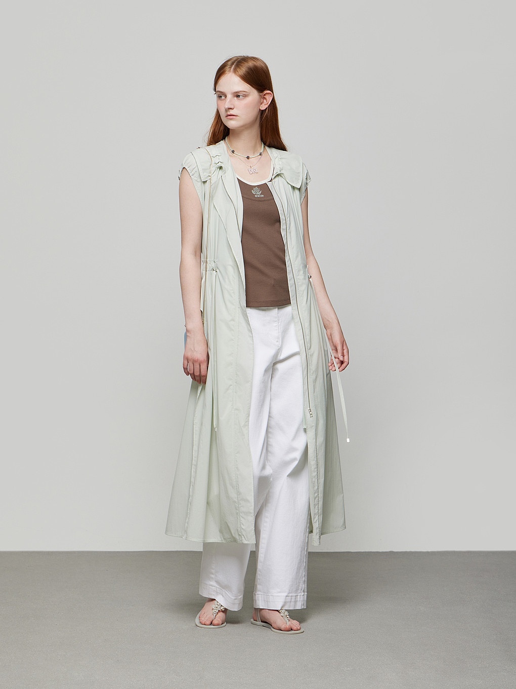 DEWL シャーリング ジップアップ パネル ワンピース