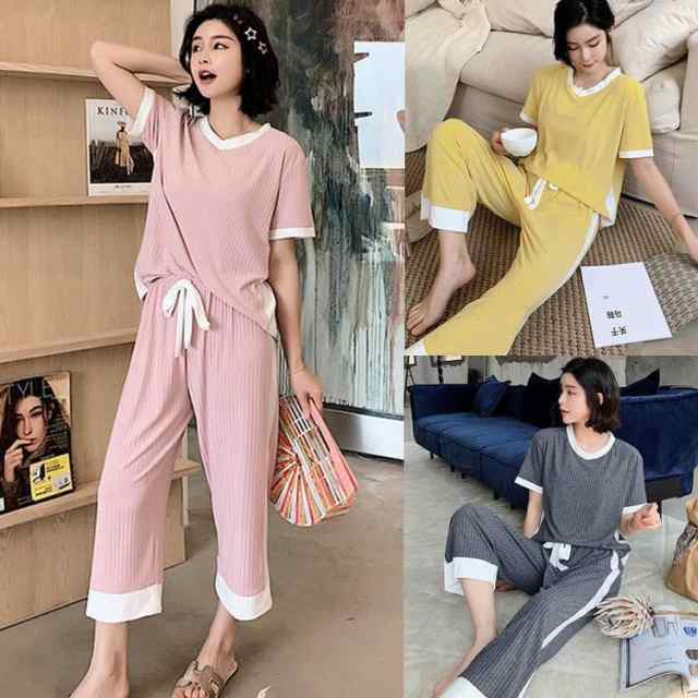 新品 パジャマ ルームウェア レディース 春夏 半袖パジャマ 綿 可愛い ロングパンツ リボン 薄手パジャマ ルームウェア上下セット 女性 部屋着 寝巻き 大人 オシャレ 5,103円