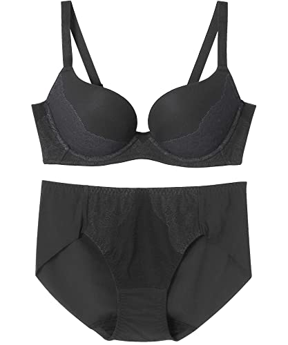 [アンフィ] ブラジャー ショーツセット モールドカップ 谷間をつくる 脇～背中の段差ができにくい 【ブラショーツセット】 ブラ ショーツ BCC301 レディース BL B65