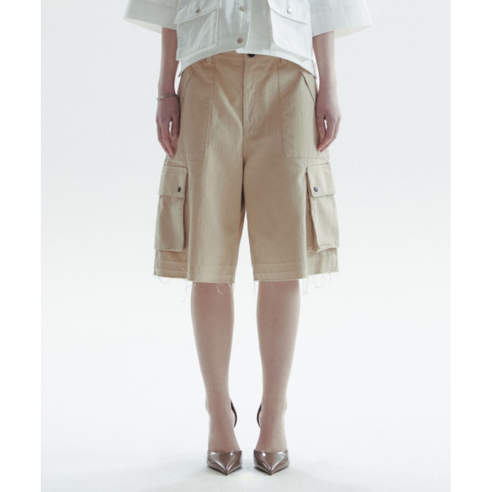 CHOWOO ヘリンボーン バミューダパンツ-ベージュ(女性) 21,837円