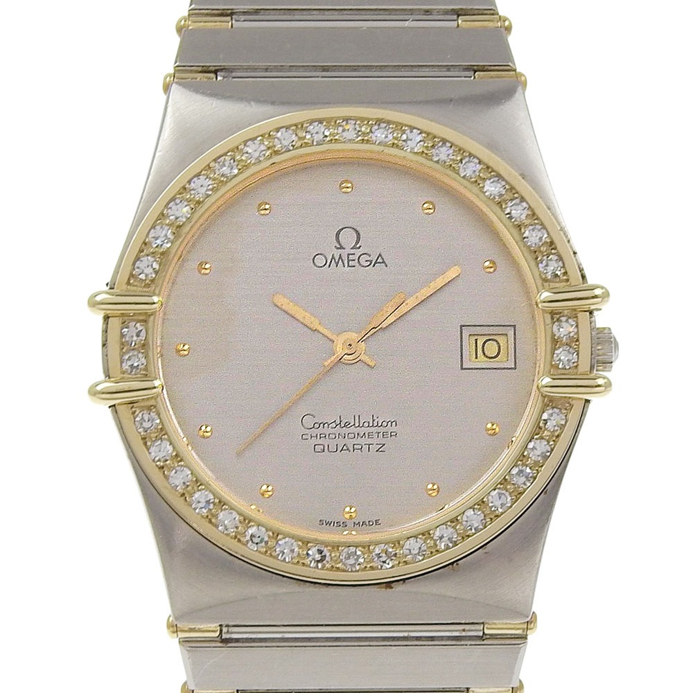 コンステレーション 腕時計 ステンレススチール ダイヤモンド クオーツ アナログ表示 メンズ シルバー文字盤 中古品