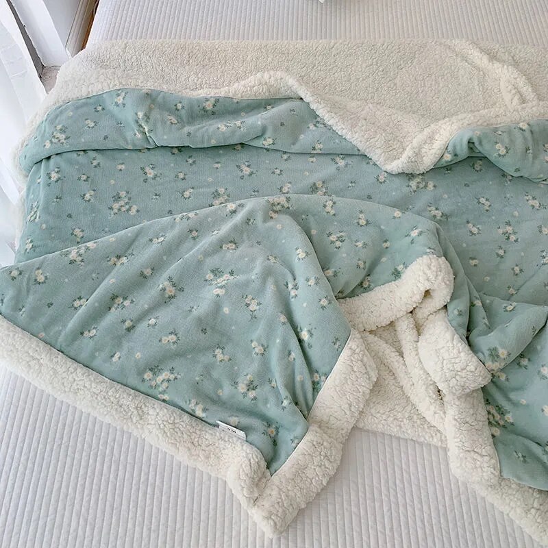韓国新作暖かい柔らかい快適毛布厚みのあるプラスフリース秋冬フリースブランケットカバーブランケット 6,354円