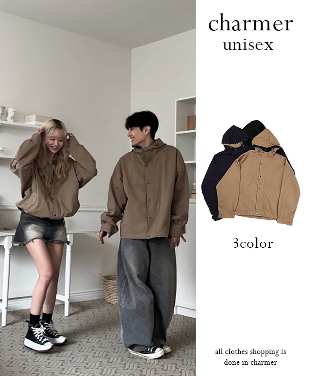 [ハイクオリティ/ツーウェイ]男女共用 ウッディ オーバーフィット 配色 ミリタリー ジャケット - jk 3color