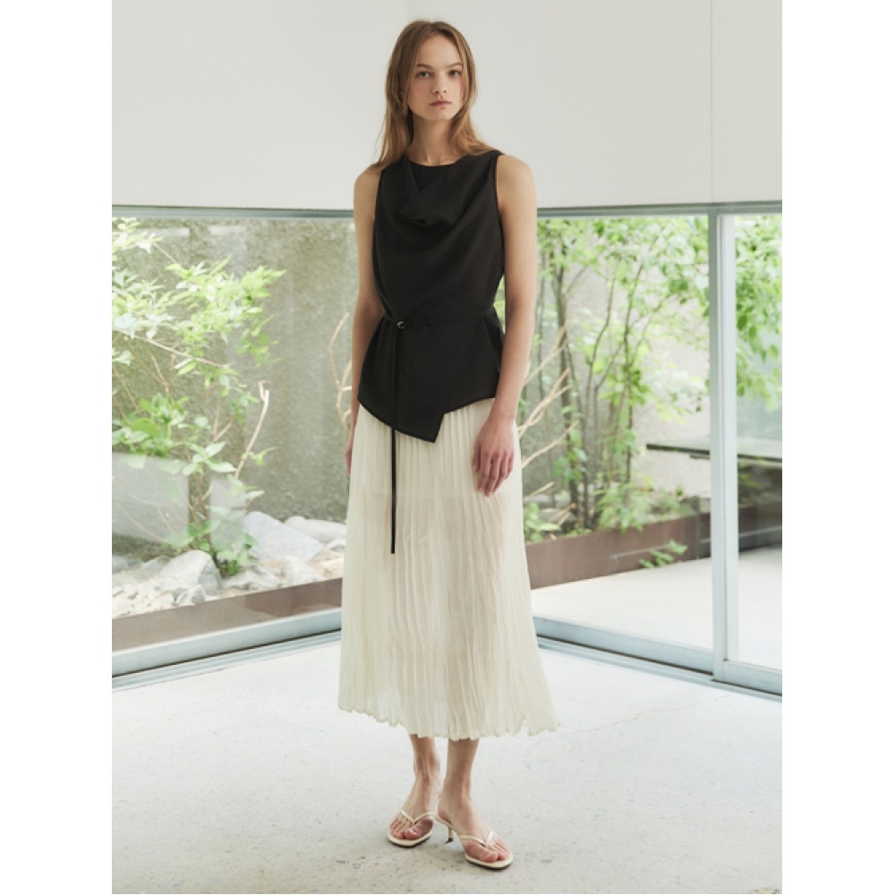 LETQSTUDIO ミックスプリーツシアースカートクリーム