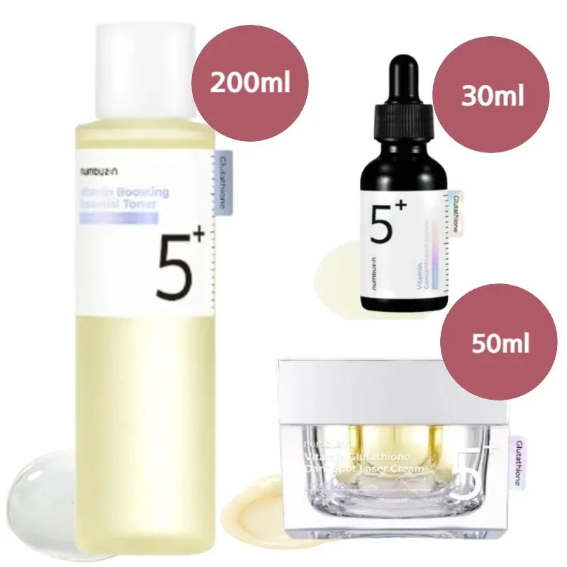 【正規品/5番白玉点滴 3種セット】白玉痕跡グルタチオンCトナー 200ml+美容液 30ml+レーザークリーム 50ml/高濃縮ビタ水液/ 鎮静/ ブライトニング/韓国コスメメ