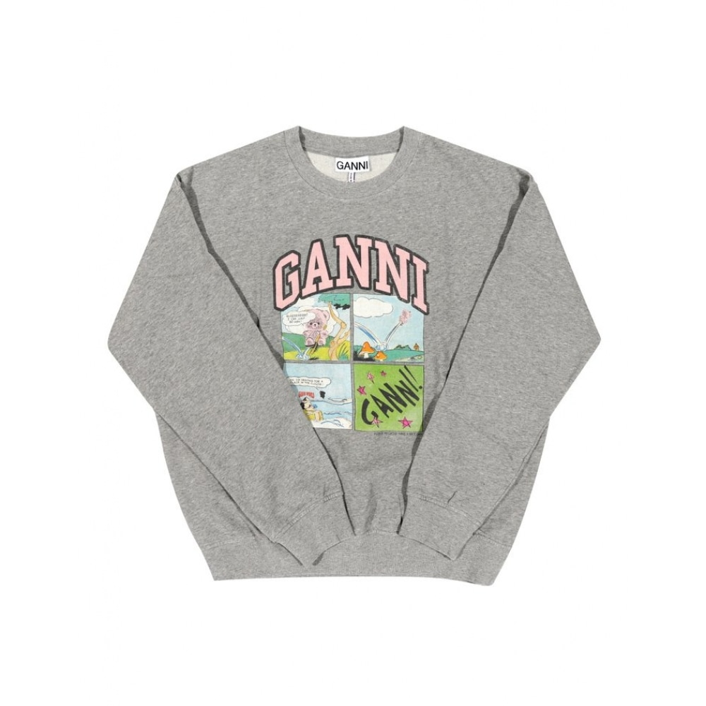 GANI GANNI T4284 921 Isoli カートゥーングラフィックロゴオーバーサイズ女性用スウェットシャツ