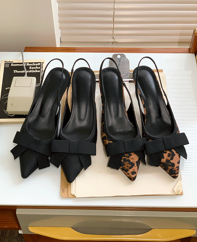 [MILOVANY] リノスチレットリボンスリングバックヒル5.5cm