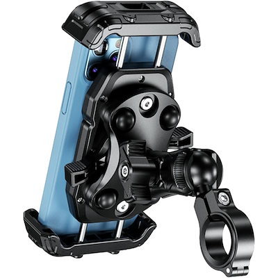 他サイト： Kaedear(カエディア) バイク スマホホルダー 携帯ホルダー 振動吸収 エアーマウント 一体型, サイドレバー ロック 耐久強度 中間マウント防犯タイプ, スライドロック/Air Mount Kの商品画像