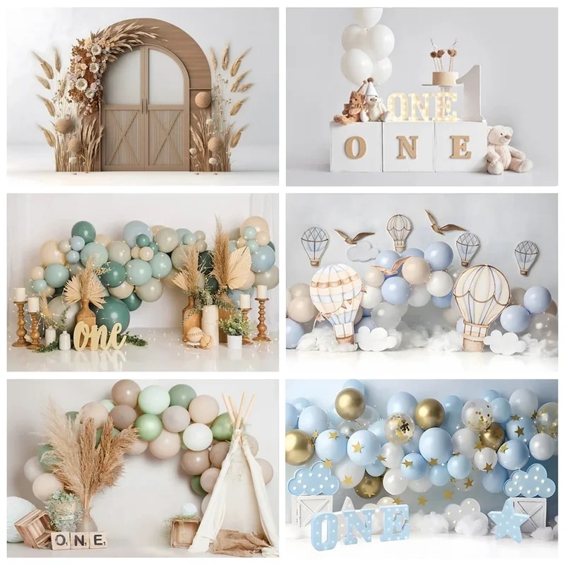 自由奔放に生きるバルーンの背景新生児テントケーキテーブルの装飾写真アクセサリー1歳の誕生日