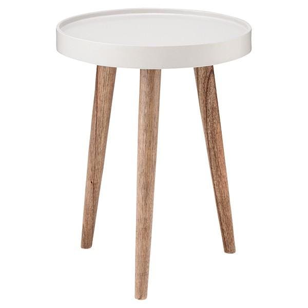 サイドテーブル ミニ 円形 丸型 ソファサイド ベッドサイド トレー トレイ おしゃれ 北欧 カントリー ナチュラル 天然木 木製 脚 スタイリッシュ 白 ホワイト
