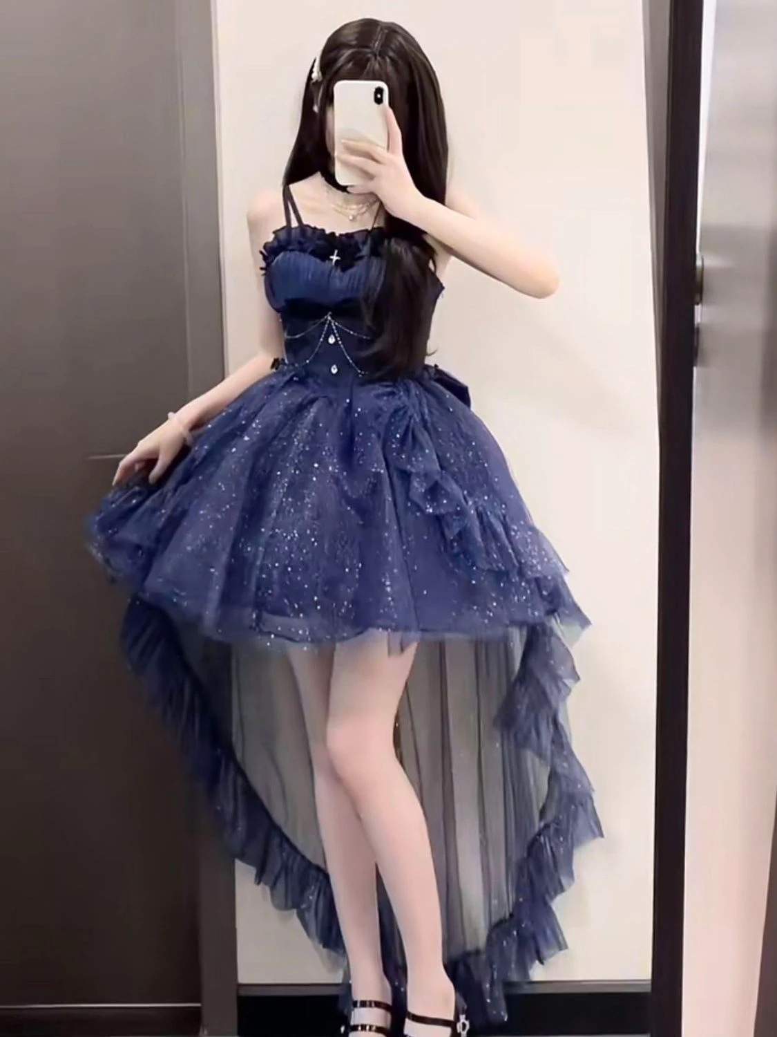 パーティードレス絶妙なウエスト細いフラッシュはショートドレスの女性を引きずるドレスパーティードレス
