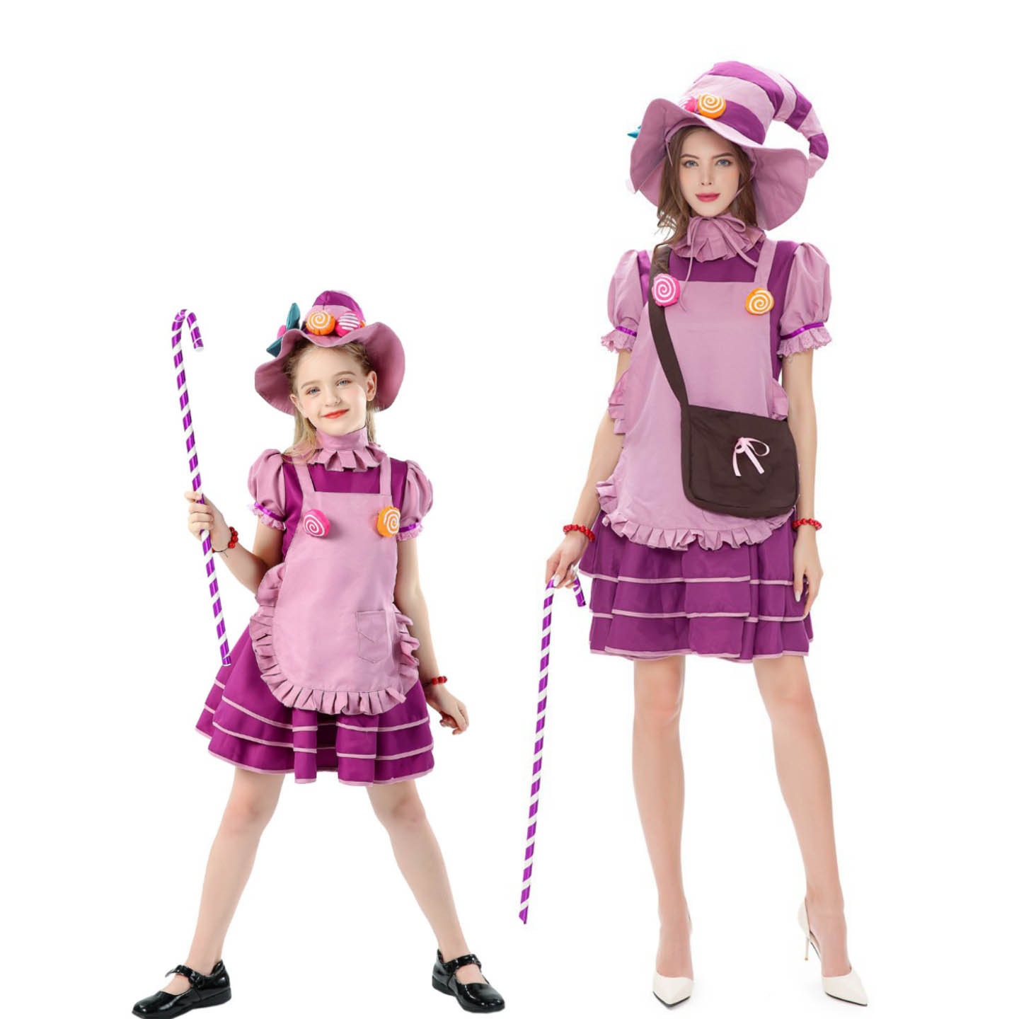 ハロウィン キャンディ ウィッチ コスプレ フレンチメイド 紫ワンピース パーティー 仮装 発表会 衣装