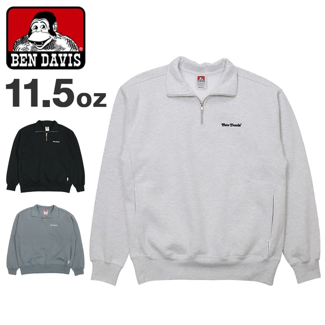 ハーフジップ スウェット メンズ レディース プルオーバー クォータージップ トレーナー 11.5oz ヘビーウェイト 裏起毛 ブランド ロゴ チャック ファスナー