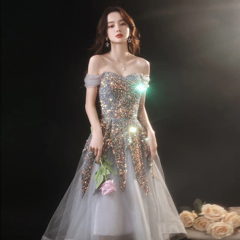 エレガントな小さなイブニングドレス宴会妖精のような行事社交会誕生日パーティープリンセススタイルのガウン高品質の女性用ショートスプリングドレスに最適です