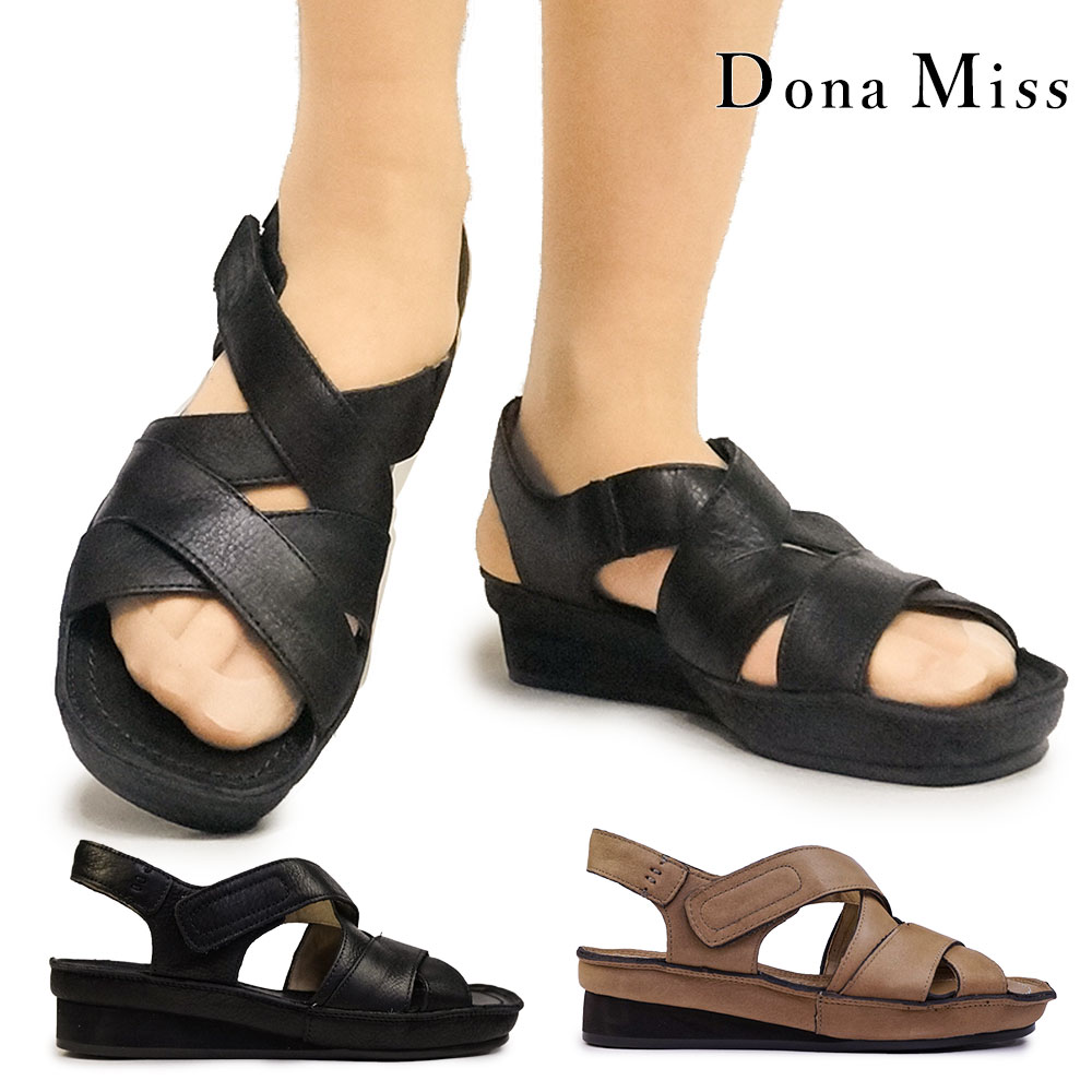 サンダル レディース 381VRN きれいめ バックストラップ レザー ベルクロ 本革 日本製