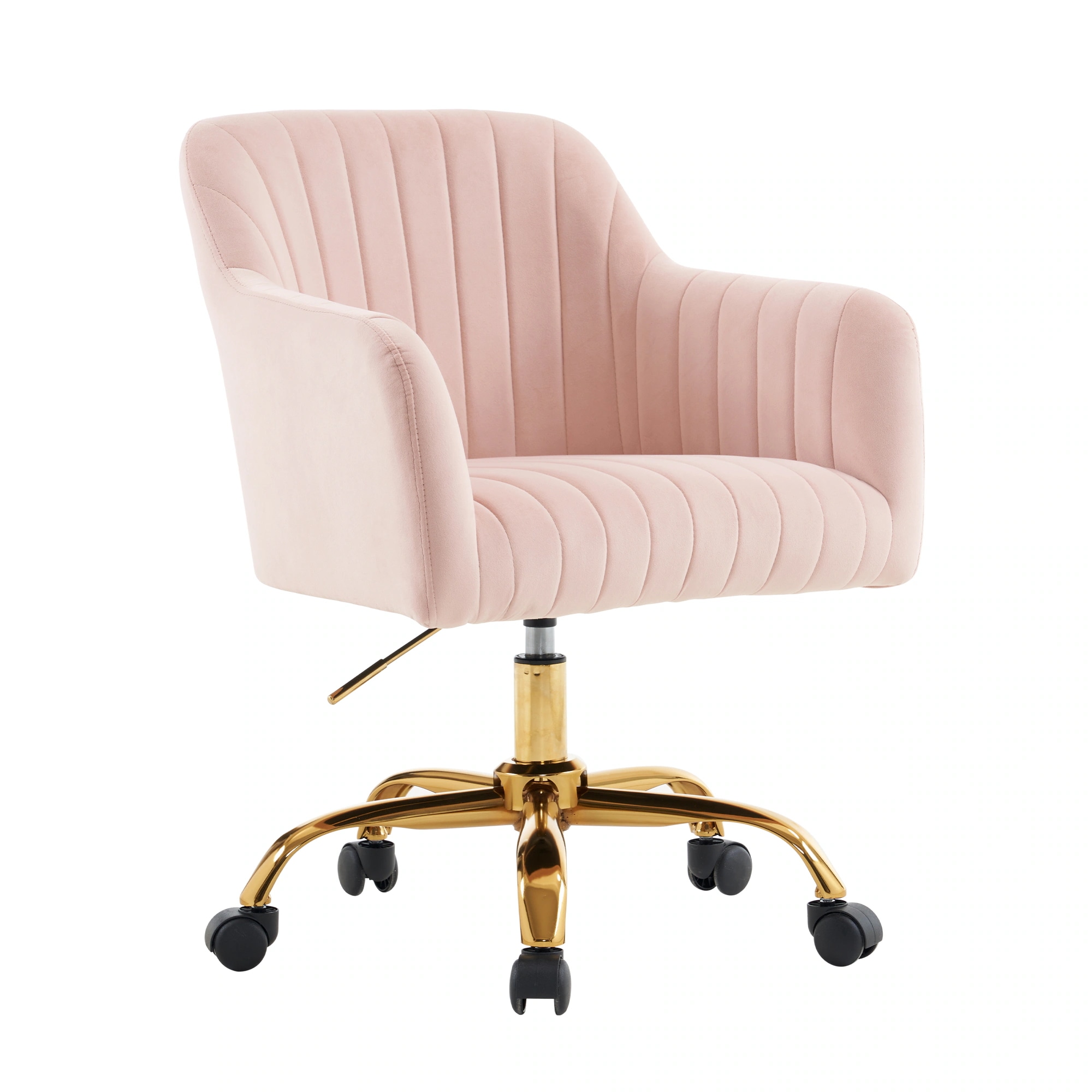 581【新品】【ピンク】オフィスチェア デスクチェア 回転チェア 肘掛け付き ダイニングチェア パソコンチェア ワークチェア ソファチェア リビングチェア 柔らかい レトロ かわいい モダン