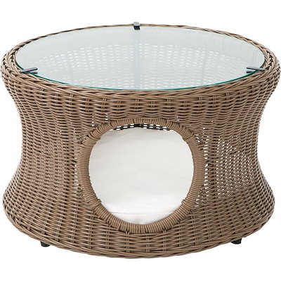 アイリスプラザ ペットハウス＆テーブル 丸型Mサイズ ブラウン 【公式